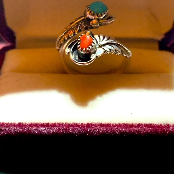 Native American Navajo turquoise and red coral - Picture 9 of 10